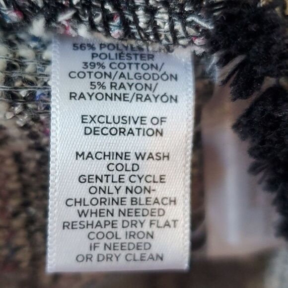 LOFT SHIFT DRESS JUMPER SIZE MEDIUM TEXTURED BLACK CREAM WHITE KNIT OFFICE WORK - Picture 7 of 10